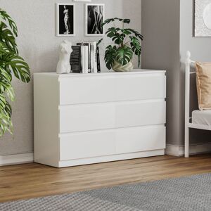17 Stories Cunha 6 - Drawer Wide Chest of Drawers, Large Dresser & Storage Cabinet White 77cm H X 120cm W X 40cm D