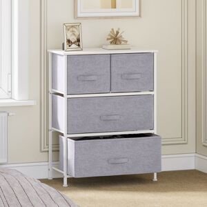 17 Stories Chest Of Drawers, Storage Wardrobe Cabinet With 4 Gray Fabric Drawers & Metal Frame, Cloth Organizer Unit For Living Room, Bedroom, Dorm Room, Hallway Grey 78cm H X 60cm W X 30cm D