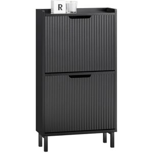 17 Stories 2 Flip-Drawers Shoe Cabinet Shoe Rack Shoe Storage Cupboard Organizer Black 6