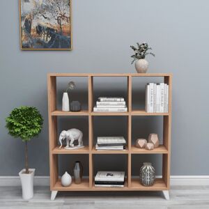 Norden Home 9 Cube Square Bookcase With Legs Cabinet Storage Shelving Display Wood Shelf Sapphire Oak 100.3cm H X 88.2cm W X 20cm D