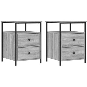 Borough Wharf Elsinore 2 Drawer Bedside Table Grey Sonoma 60cm H X 44cm W X 45cm D
