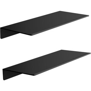 17 Stories Metal Floating Shelves Set Of 2, Length, Wall Shelf For Bathroom, Display Shelves For Wall Decorative For Living Room, Bedroom, Hallway, Office Black 12.5cm H x 29.6cm W x 2cm D