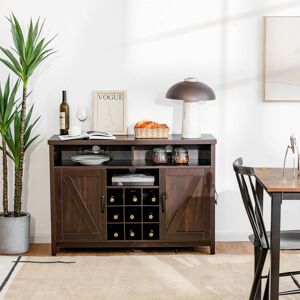 Brambly Cottage Buffet Storage Cabinet Farmhouse Sideboard W/9-Bottle Wine Rack-Coffee Brown 80.5cm H X 115cm W X 40cm D