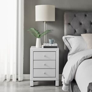 Latitude Run Mackynsie Mirrored Bedside Cabinet With 3 Drawers - Modern Luxury Bedside Table Nightstand White 60cm H X 45cm W X 30cm D