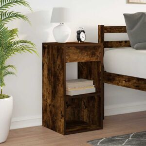 17 Stories Vidaxl bedside table with drawer 35 x 34 x 66.5cm Smoked Oak 66.5cm H X 35cm W X 34cm D