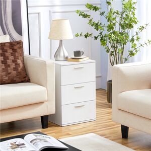 Yaheetech 3 Drawer Bedside Table White 60cm H X 40cm W X 35cm D