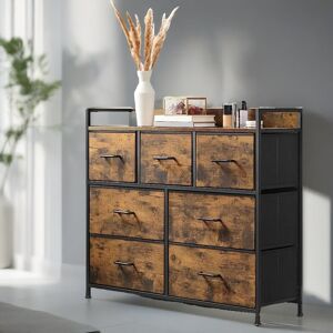 Borough Wharf Aurelina 7 - Drawer Chest of Fabric Drawers Industrial Rustic Brown Bedroom Dresser Brown 85cm H X 98cm W X 28.5cm D