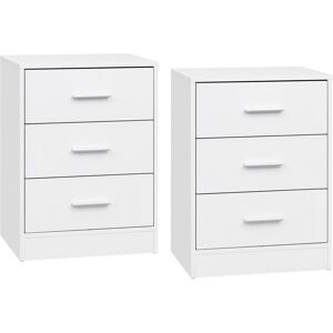 17 Stories Bedside Tables Set Of 2, Chest Of 3 Drawers Nightstands White Bedside Cabinets, Living Room Side Tables, 39x28x54cm White 54cm H X 39cm W X 28cm D