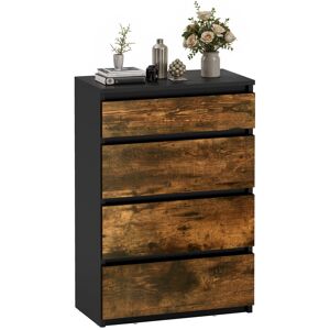 Latitude Run 4-Drawer Wood Chest Of Drawers,60Cm W Bedroom Drawers Black Rustic Brown 92cm H X 60cm W X 33cm D