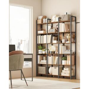 Borough Wharf Bookcase, 6-Tier Bookshelf, Kitchen Storage Shelf, Industrial Style, For Office, Living Room, Bedroom, 24 X 128 X 187.1 Cm, Industrial, Rustic Brown Brown 187.1cm H X 128cm W X 24cm D