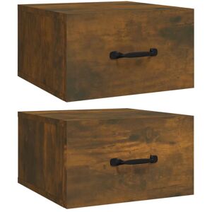 17 Stories Wall-Mounted Bedside Cabinets 2 Pcs Concrete Grey 35X35x20 Cm Oak 20cm H X 35cm W X 35cm D