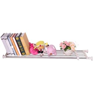 Latitude Run Closet Tension Shelf & Rod Expandable Metal Storage Rack Adjustable Organizer DIY Divider Separator For Cabinet Wardrobe Cupboard Kitchen Bathroom - G Stainless Steel 5.08