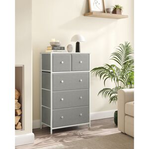 Borough Wharf Chest Of Drawers, Fabric 5-Drawer Storage Organiser Unit, Dresser, For Living Room, Hallway, Nursery Light Grey/White 93cm H X 56cm W X 30cm D