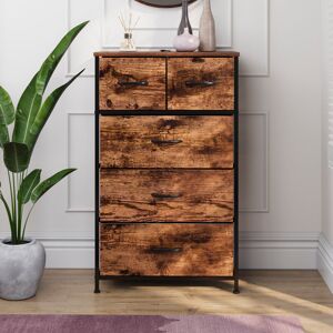 17 Stories Chorley 5 Drawer Fabric Drawer Chest, Rustic Brown, UKFR Certified Rustic Brown 93.2cm H X 56cm W X 29.8cm D