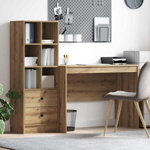 Latitude Run Desk With Storage With Shelf 2 Pcs 100 X 50 X 76 Cm Artisan Oak 76cm H X 100cm W X 50cm D