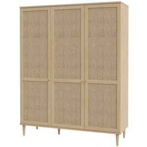 17 Stories CALASETTA 3 Door Manufactured Wood Wardrobe Gold 208.1cm H X 164.8cm W X 52.1cm D