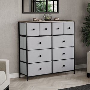 17 Stories Chorley 10 Drawer Fabric Drawer Chest UKFR Certified Beige/Grey 98cm H X 100cm W X 29.8cm D