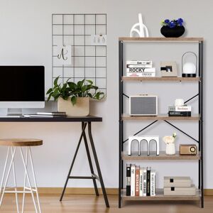 Borough Wharf 5-Tier Bookshelf Industrial Wood Bookcase Freestanding Display Rack Organizer Grey 159cm H X 79cm W X 35cm D Borough Wharf 5-Tier Bookshelf Industrial Wood Bookcase Freestanding Display Rack Organizer Grey 159cm H X 79cm W X 35cm D