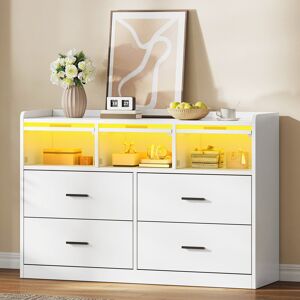 Metro 7-drawer White Chest Of Drawers With Rgb Led Lights &3 Visible Flip Door Drawers White 77cm H X 120cm W X 40cm D Metro 7-drawer White Chest Of Drawers With Rgb Led Lights &3 Visible Flip Door Drawers White 77cm H X 120cm W X 40cm D