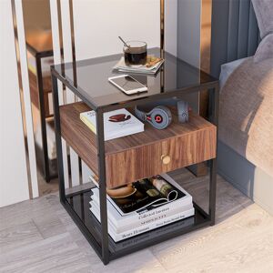 Borough Wharf Varick 1 Drawer Bedside Table Black;Brown 54cm H X 44.5cm W X 43cm D Borough Wharf Varick 1 Drawer Bedside Table Black;Brown 54cm H X 44.5cm W X 43cm D