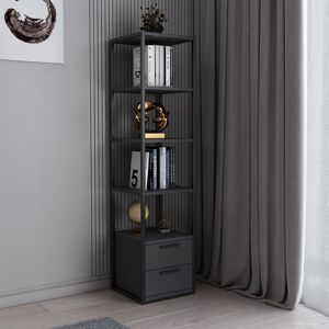 Wade Logan Lininger Bookcase - Black And Grey Colour Black/Grey 169cm H X 39cm W X 39cm D Wade Logan Lininger Bookcase - Black And Grey Colour Black/Grey 169cm H X 39cm W X 39cm D