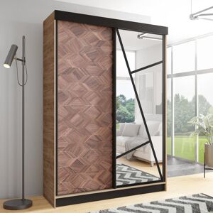 Brayden Studio Cecillia 2 Door Sliding Wardrobe Brown 205cm H x 140cm W x 60cm D Brayden Studio Cecillia 2 Door Sliding Wardrobe Brown 205cm H x 140cm W x 60cm D