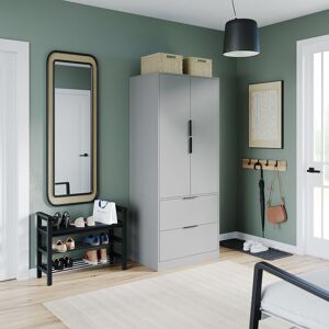 17 Stories 2 Door 2 Drawer Minimalist Bedroom Wardrobe Storage & Hanging Rail 180cm Grey 454.66cm H X 187.96cm W X 50cm D 17 Stories 2 Door 2 Drawer Minimalist Bedroom Wardrobe Storage & Hanging Rail 180cm Grey 454.66cm H X 187.96cm W X 50cm D