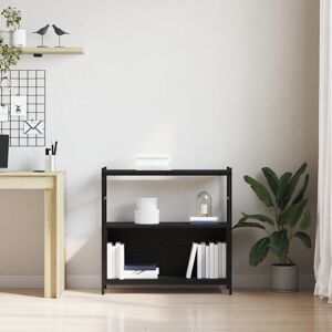 Borough Wharf Bookshelf Engineered Wood, Metal Medium Bookshelves Black Oak 78.5cm H X 80cm W X 30cm D Borough Wharf Bookshelf Engineered Wood, Metal Medium Bookshelves Black Oak 78.5cm H X 80cm W X 30cm D