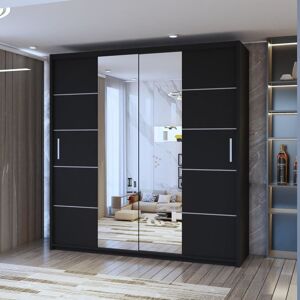 Latitude Run Alyssha 2 Door Manufactured Wood Wardrobe Black 217cm H x 150cm W x 62cm D Latitude Run Alyssha 2 Door Manufactured Wood Wardrobe Black 217cm H x 150cm W x 62cm D