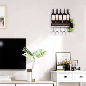 World Menagerie Wall Mounted Wine Rack With Glass Holder bronze 18.8cm H X 43cm W X 12cm D World Menagerie Wall Mounted Wine Rack With Glass Holder bronze 18.8cm H X 43cm W X 12cm D