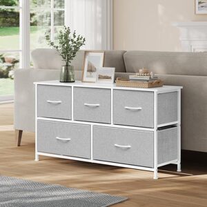 17 Stories Chest of drawers with 5 drawers made of fabric; Chest of drawers; Sideboard White;Grey 54cm H X 100cm W X 30cm D 17 Stories Chest of drawers with 5 drawers made of fabric; Chest of drawers; Sideboard White;Grey 54cm H X 100cm W X 30cm D