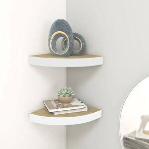 Ebern Designs Braily 2 Piece Triangle Corner Shelf Oak/White 3.8cm H x 35cm W x 35cm D Ebern Designs Braily 2 Piece Triangle Corner Shelf Oak/White 3.8cm H x 35cm W x 35cm D