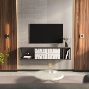 17 Stories Rinya 140 cm Wide Floating TV Stand with a Sliding Door Grey/White 65" 17 Stories Rinya 140 cm Wide Floating TV Stand with a Sliding Door Grey/White 65"