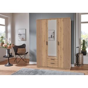 17 Stories Nameer 3 Door Manufactured Wood Wardrobe Oak 199cm H X 135cm W X 58cm D 17 Stories Nameer 3 Door Manufactured Wood Wardrobe Oak 199cm H X 135cm W X 58cm D