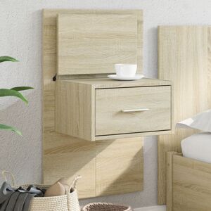 Metro Lane Wall-Mounted Bedside Cabinet With LED Lights Sonoma Oak 80cm H X 48.5cm W X 32.5cm D Metro Lane Wall-Mounted Bedside Cabinet With LED Lights Sonoma Oak 80cm H X 48.5cm W X 32.5cm D