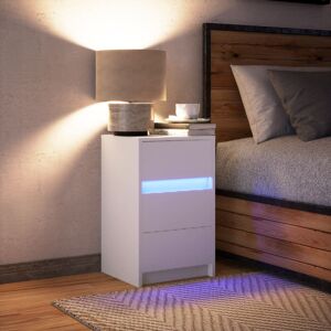 Metro Lane Bedside Cabinet With LED Lights Smoked Oak Engineered Wood White 61cm H X 38cm W X 34cm D Metro Lane Bedside Cabinet With LED Lights Smoked Oak Engineered Wood White 61cm H X 38cm W X 34cm D