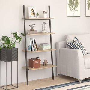 Borough Wharf Castorland Ladder Bookcase Natural/Black 150.5cm H X 64cm W X 34cm D Borough Wharf Castorland Ladder Bookcase Natural/Black 150.5cm H X 64cm W X 34cm D