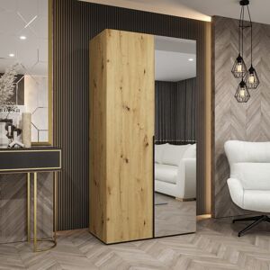 Latitude Run Crisp White Hinged Mirrored Door Wardrobe 100cm - Sleek Style & Bright Storage Cashmere 202cm H X 100cm W X 52cm D Latitude Run Crisp White Hinged Mirrored Door Wardrobe 100cm - Sleek Style & Bright Storage Cashmere 202cm H X 100cm W X 52cm D