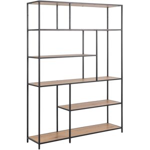 Rio 185cm H x 135cm W Metal Bookcase Black;Oak 469.9cm H X 342.9cm W X 88.9cm D Rio 185cm H x 135cm W Metal Bookcase Black;Oak 469.9cm H X 342.9cm W X 88.9cm D