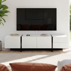 Fairmont Park 190Cm TV Stand For 85-Inch Tvs, Modern Glam TV Cabinet With 3 Doors & 2 Drawers, White With Gold/Black Accents White/Black 85" Fairmont Park 190Cm TV Stand For 85-Inch Tvs, Modern Glam TV Cabinet With 3 Doors & 2 Drawers, White With Gold/Black Accents White/Black 85"