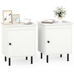17 Stories 2Pcs 2-Tier Nightstand Modern Bedside Table W/Single Door Cabinet-White White 63cm H X 51cm W X 44cm D 17 Stories 2Pcs 2-Tier Nightstand Modern Bedside Table W/Single Door Cabinet-White White 63cm H X 51cm W X 44cm D