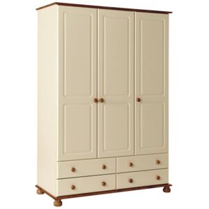 Rosalind Wheeler Chritine 3 Door Wardrobe Cream/Brown 185.2cm H X 129.8cm W X 56.5cm D Rosalind Wheeler Chritine 3 Door Wardrobe Cream/Brown 185.2cm H X 129.8cm W X 56.5cm D