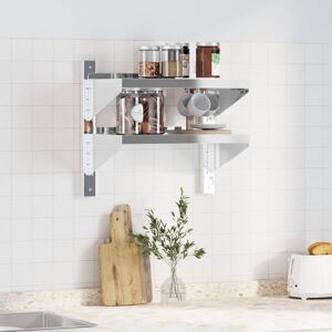 Borough Wharf 2-Tier Wall Shelf Stainless Steel Silver 48cm H x 50cm W x 30cm D Borough Wharf 2-Tier Wall Shelf Stainless Steel Silver 48cm H x 50cm W x 30cm D