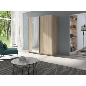 17 Stories White Mirrored Sliding Wardrobe 180cm - Spacious Contemporary Storage Oak 198cm H x 180cm W x 60cm D 17 Stories White Mirrored Sliding Wardrobe 180cm - Spacious Contemporary Storage Oak 198cm H x 180cm W x 60cm D