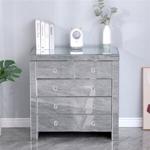 Canora Grey Pricilla 5 Drawer 80cm Chest of Drawers Silver 80cm H X 80cm W X 40cm D Canora Grey Pricilla 5 Drawer 80cm Chest of Drawers Silver 80cm H X 80cm W X 40cm D