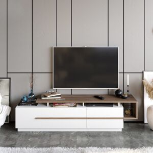 Ebern Designs Crisslyn TV Stand for TVs up to 70" Walnut/White 70" Ebern Designs Crisslyn TV Stand for TVs up to 70" Walnut/White 70"