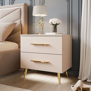 Corrigan Studio Oesch Bedside Table Cashmere/Golden chrome 55cm H X 55cm W X 37cm D Corrigan Studio Oesch Bedside Table Cashmere/Golden chrome 55cm H X 55cm W X 37cm D
