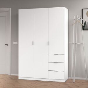 Latitude Run Cairo Artic White Compact 3 Door 3 Drawer Space-saving 135cm Wardrobe Natural 200cm H X 135cm W X 52cm D Latitude Run Cairo Artic White Compact 3 Door 3 Drawer Space-saving 135cm Wardrobe Natural 200cm H X 135cm W X 52cm D