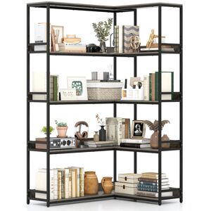 Borough Wharf 180 Cm Tall Corner Bookshelf 5-Tier L-Shaped Bookcase-Oak Brown 180cm H X 110cm W X 30cm D Borough Wharf 180 Cm Tall Corner Bookshelf 5-Tier L-Shaped Bookcase-Oak Brown 180cm H X 110cm W X 30cm D