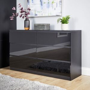 17 Stories Rishin 6 Drawer High Gloss Chest Storage Unit Black 72cm H X 120cm W X 40cm D 17 Stories Rishin 6 Drawer High Gloss Chest Storage Unit Black 72cm H X 120cm W X 40cm D